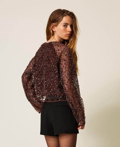 Tulle blouse with sequins