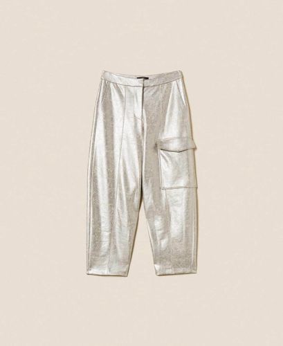 Cracked faux leather trousers