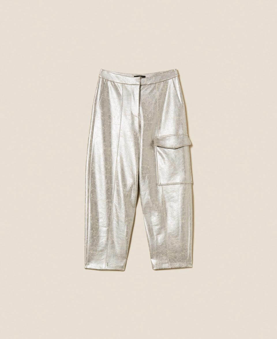 Cracked faux leather trousers