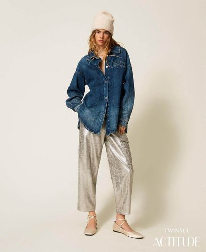 Cracked faux leather trousers