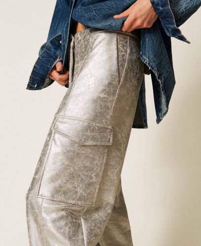 Cracked faux leather trousers