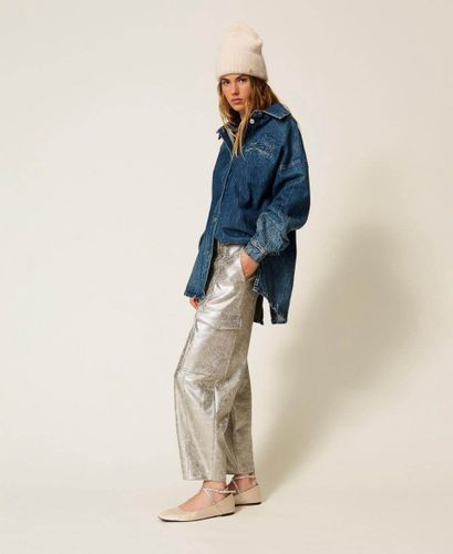 Cracked faux leather trousers