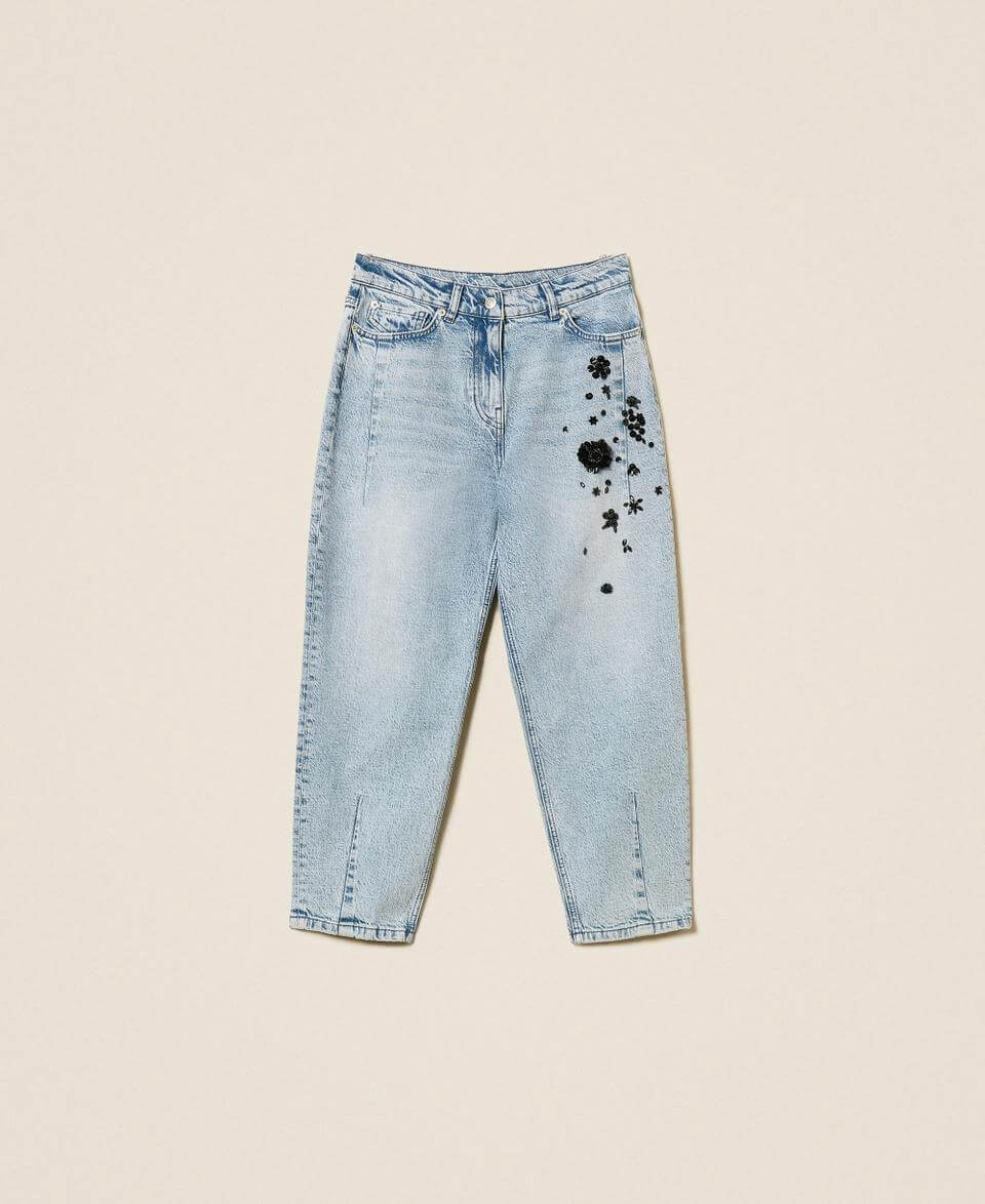 Hand embroidered barrel jeans