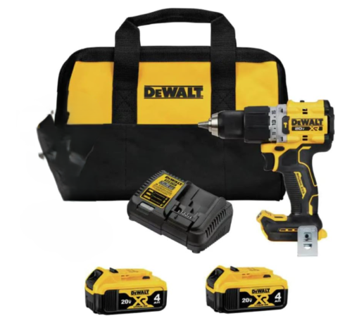 מברגה / מקדחה 20V DCD805 + זוג סוללות 4A + מטען מהיר + תיק בד DEWALT