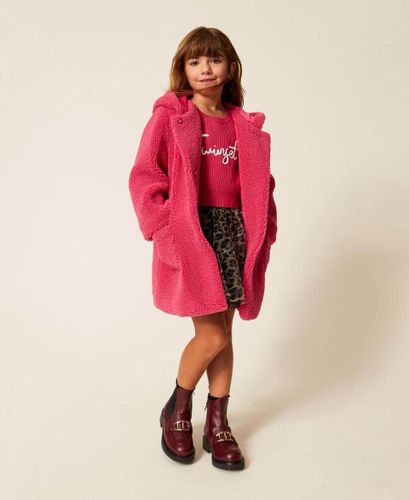 Girls' plush coat with bows
