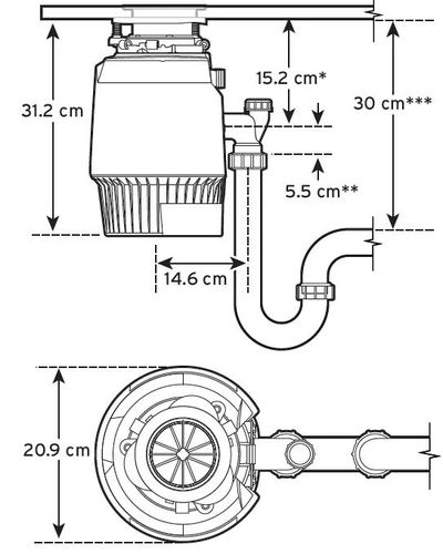 טוחן אשפה אבולושן InSinkErator Evolution 1000SR=מתייחס ללחצן ניקל מבריק