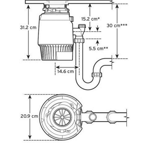 טוחן אשפה אבולושן InSinkErator Evolution 750SR=מתייחס ללחצן ניקל מבריק