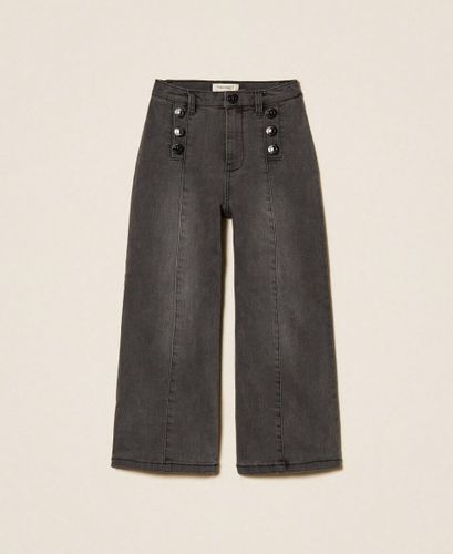 Girls' wide leg jeans with logo buttons
