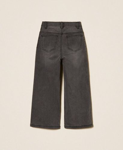 Girls' wide leg jeans with logo buttons