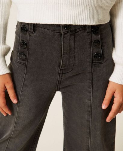 Girls' wide leg jeans with logo buttons