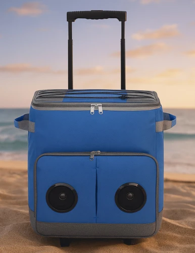צידנית טרולי משפחתית 60 ליטר בשילוב רמקולים בלוטוס - כחול