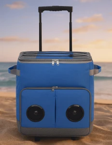 צידנית טרולי משפחתית 60 ליטר בשילוב רמקולים בלוטוס - כחול