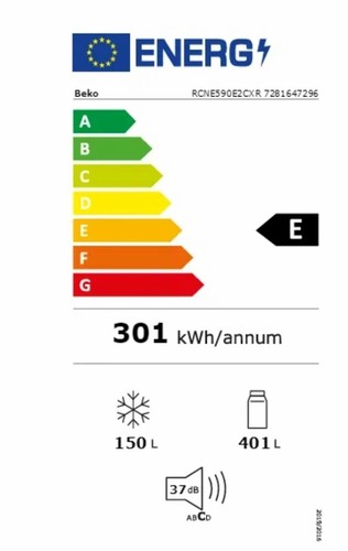 מקרר BEKO 551 ליטר מקפיא תחתון נירוסטה מושחרת-RCNE590E2CXR כולל פיקוד שבת מובנה רוחב: 78 ס”מ