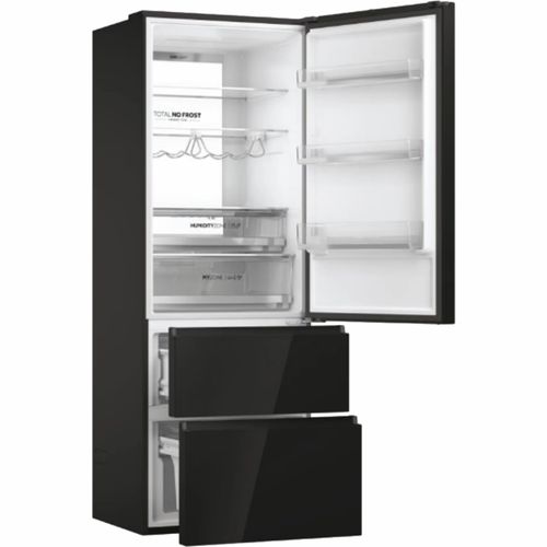 מקרר מקפיא תחתון 483 ליטר נטו Haier HTW7720DNGB - גימור זכוכית שחורה כולל פיקוד שבת מובנה רוחב: 70 ס