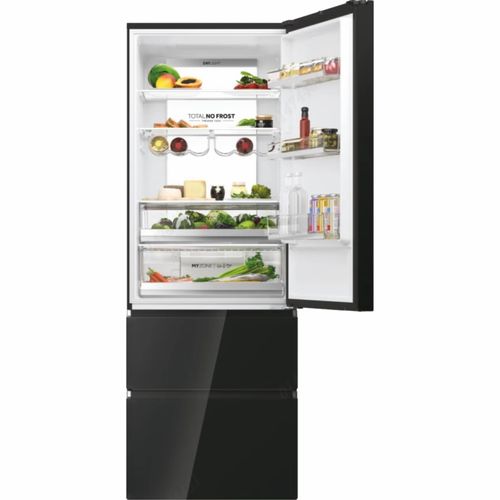 מקרר מקפיא תחתון 483 ליטר נטו Haier HTW7720DNGB - גימור זכוכית שחורה כולל פיקוד שבת מובנה רוחב: 70 ס