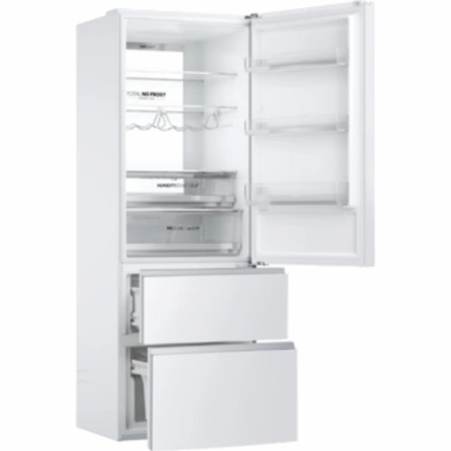 מקרר מקפיא תחתון 483 ליטר נטו Haier HTW7720DNGB - גימור זכוכית לבנה + פיקוד שבת מובנה רוחב: 70 ס