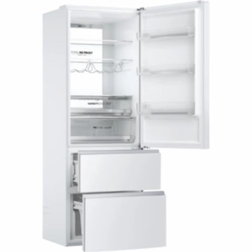 מקרר מקפיא תחתון 483 ליטר נטו Haier HTW7720DNGB - גימור זכוכית לבנה + פיקוד שבת מובנה רוחב: 70 ס