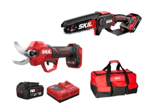 מסור שרשרת מיני חשמלי נטען Brushless + מזמרה נטענת XP 20V Brushless + סוללה 4.0Ah + מטען מהיר + תיק נשיאה גדול SKIL