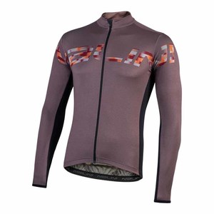 חולצה ארוכה לרכיבת אופניים לגברים BOW PISTA JERSEY  חום אלסטית דקה ומאווררת