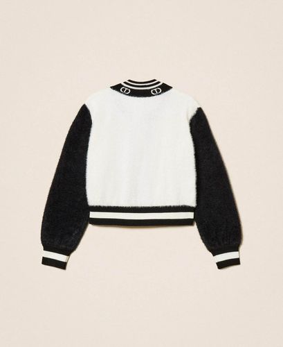 Girls' knit bomber jacket with Oval T