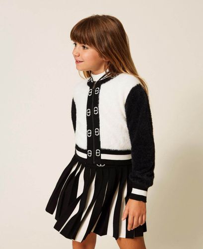 Girls' knit bomber jacket with Oval T
