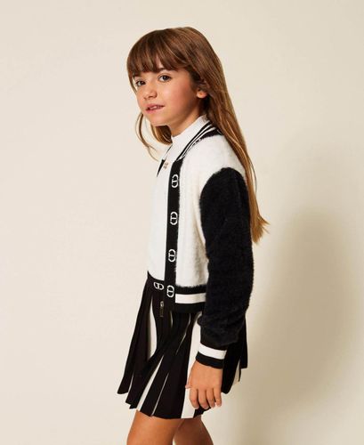 Girls' knit bomber jacket with Oval T