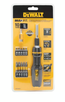 מברג ראצ'ט טלסקופי מסדרת MAX FIT עם 10 ביטים DeWALT