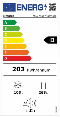 מקרר מקפיא תחתון CNsff 5703 Pure NoFrost כולל פיקוד שבת מובנה liebherr צבע כסוף 371 ליטר רוחב: 59.7 ס”מ