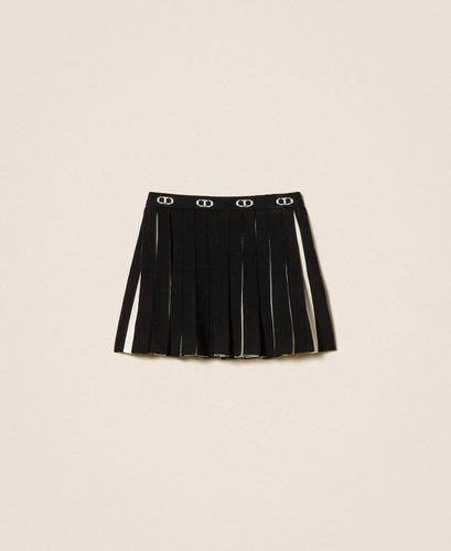 Girls' two-tone short knit skirt