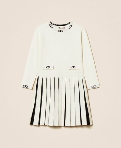 Girls' two-tone short knit dress