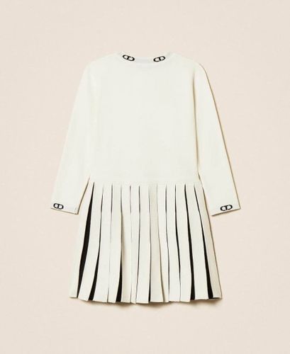 Girls' two-tone short knit dress