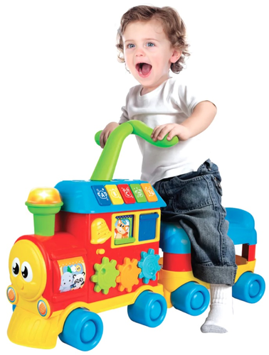 הליכון לימודי לתינוק בצורת רכבת 3 ב 1 דובר עברית - צבעוני 5