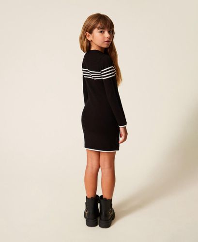Girls' short dress with stripes and Oval T