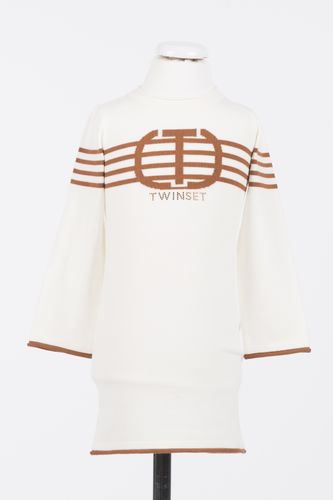 Girls' short dress with stripes and Oval T