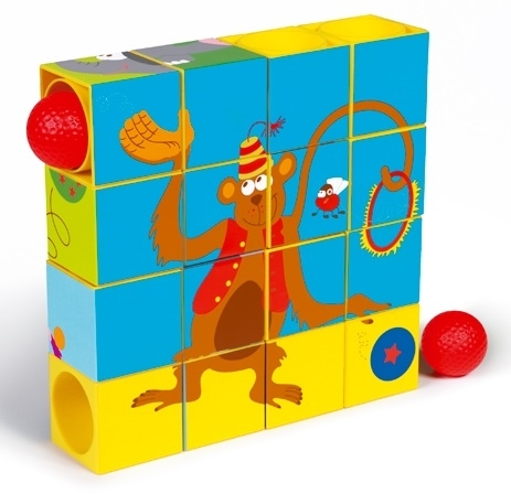 פאזל קוביות 2 ב 1 עם כדור מתגלגל 1
