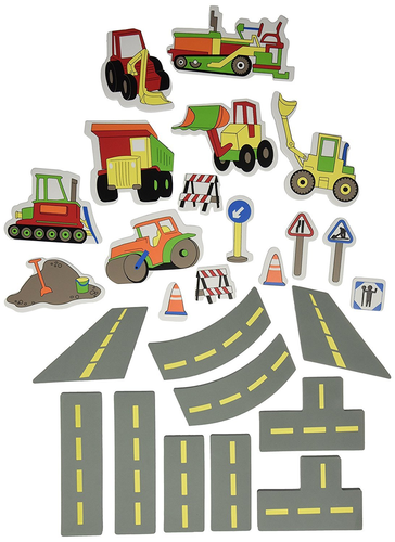 סט דמויות להתאמה ומשחק באמבטיה - כלי עבודה וכבישים 26 חלקים 1