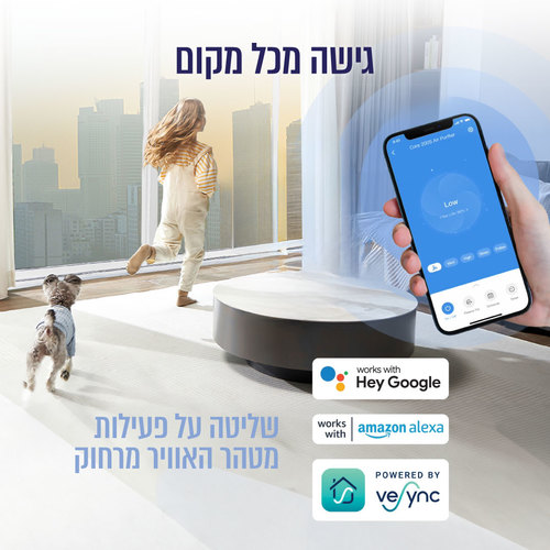 מטהר אוויר חכם עם שליטה באפליקציה דגם: CORE-200S