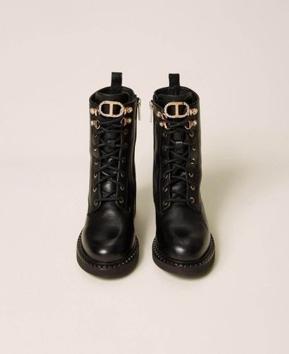 Hiking style leather combat boots