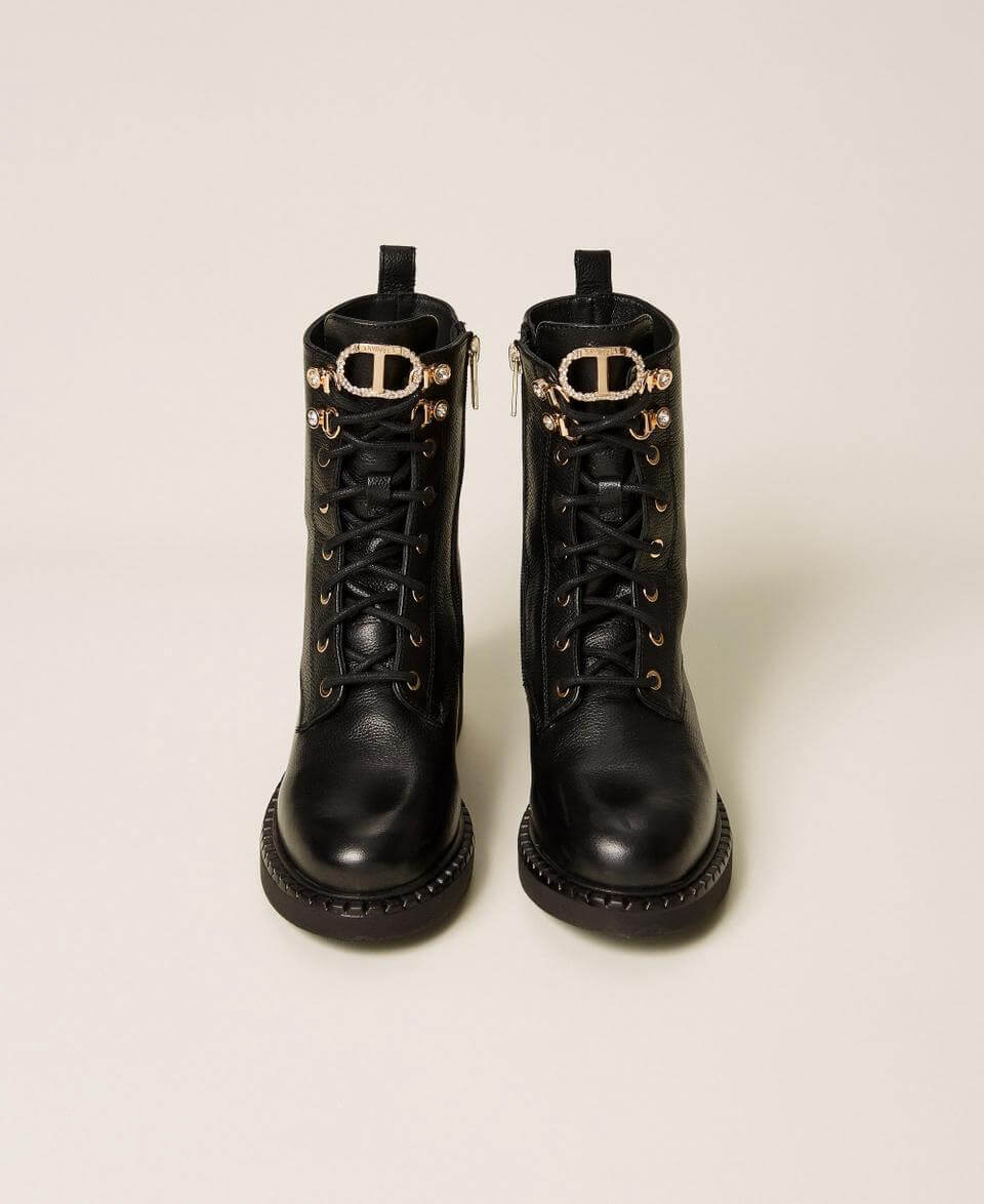 Hiking style leather combat boots