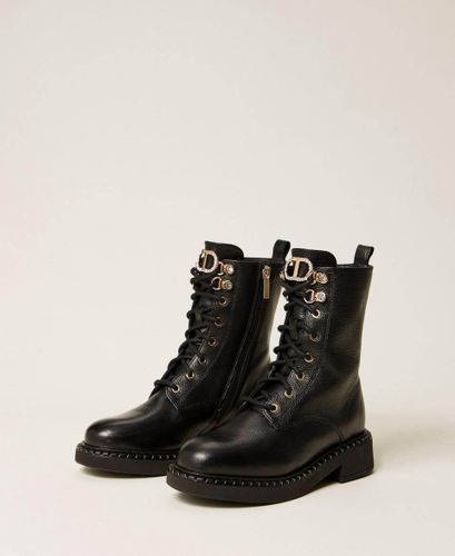 Hiking style leather combat boots
