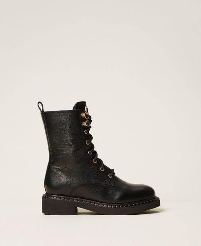 Hiking style leather combat boots