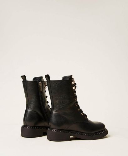 Hiking style leather combat boots