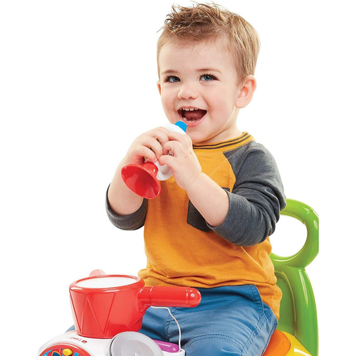 בימבה תזמורת 2 ב 1 עם פסנתר אורקולי, חצוצרה, מצילה ותא צעצועים - צבעוני 4