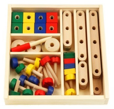 סט בניה והרכבה מעץ אום ובורג 53 חלקים 3