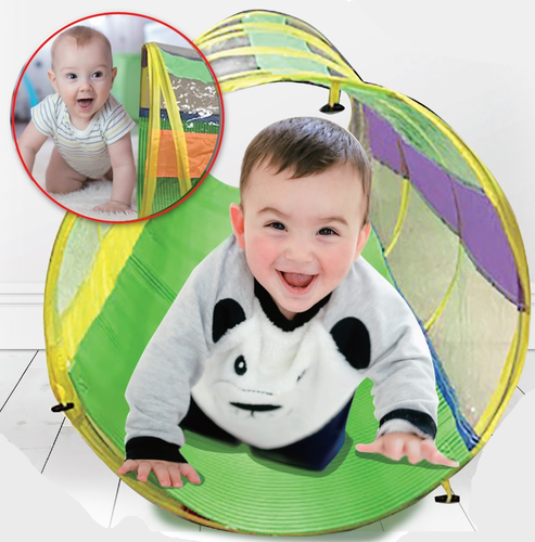 מנהרת זחילה XXL חצי שקופה עם מזרן מונע החלקה 1