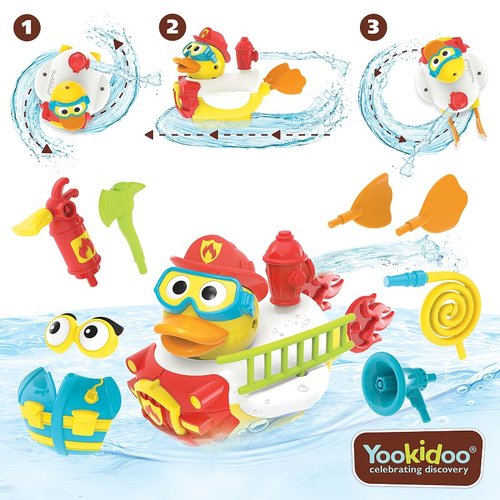 צעצוע אמבט ברווז סילון מים כבאי Jet Duck Firefighter 3
