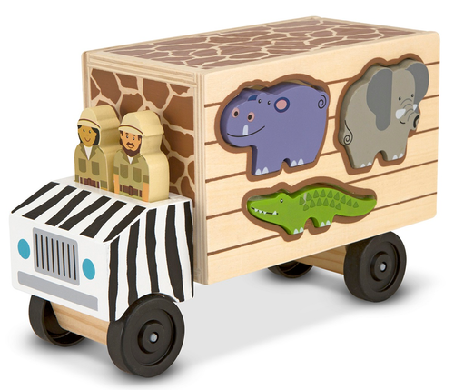 משאית מעץ התאמת צורות חיות הספארי 10 חלקים 3