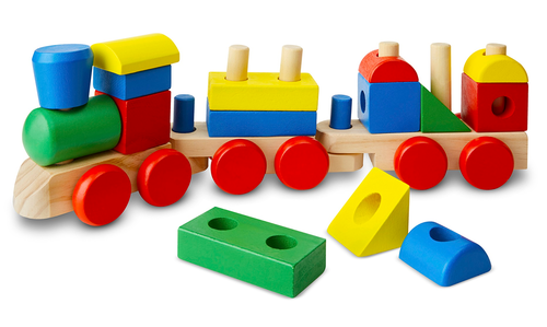 רכבת עץ עם 15 צורות וקוביות 1