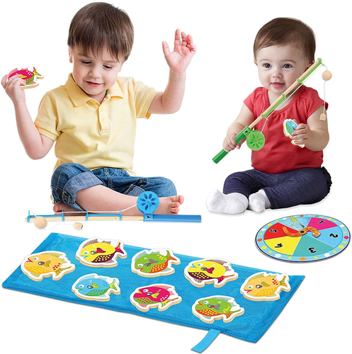 משחק דגים מגנטי מעץ 6