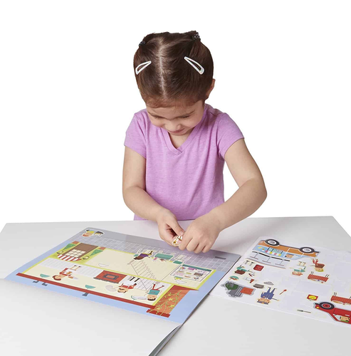 חוברת מדבקות 5 דפי יצירה ו 200 מדבקות רב פעמיות - העיר שלי 3